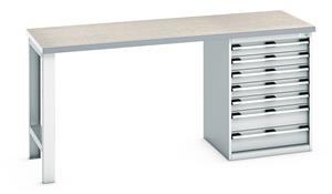 940mm Standing Bench for Workshops Industrial Engineers Bott Bench 2000x750x940mm with LinoTop and 7 Drawer Cabinet